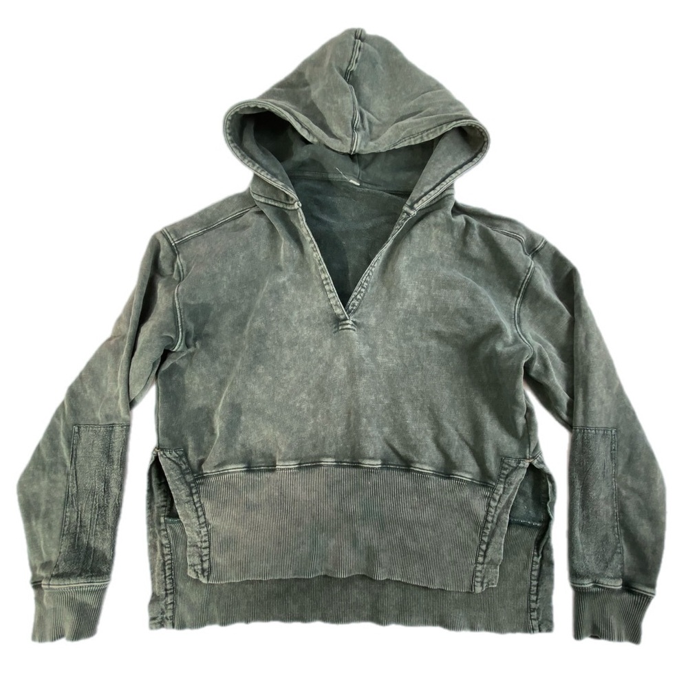 We The Free  Free People Washed Teal Hoodie Large EUC - Picture 6 of 10